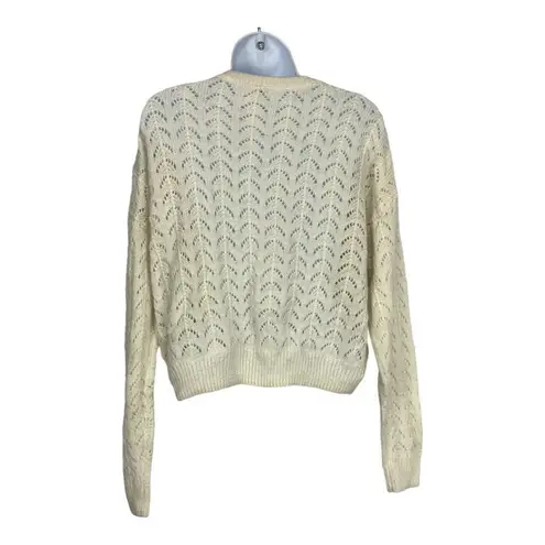 Divided  by H&M Women's Cropped Long Sleeved Swoop Neck Knit Sweater Size Medium