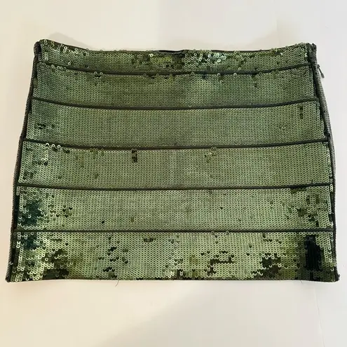 Haute Hippie SZ S Metallic Green Sequins Paillette Mini Skirt Women’s NWOT