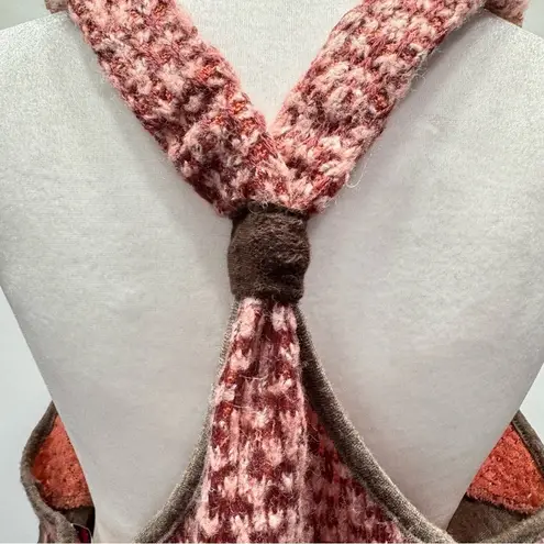 Brown & Pink Mixed Knit Racer Back Tank Top Funky People Boho Cottagecore XL