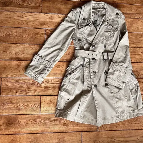 Burberry  Blue Label Trench Coat Beige Check Cotton 38 Authentic 0024-155