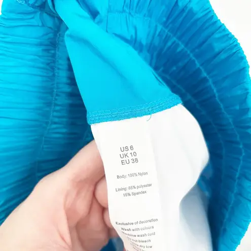 NWT Aurefin Women High Waist Athletic Active Nylon Outdoor Running Shorts Size 6 Blue