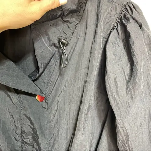 Opening Ceremony Ruffle Collar Black Longline Rain Coat XS