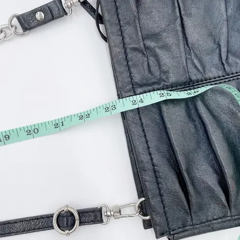 The Sak Charleston Leather Demi Clutch Crossbody Bag Black Onyx Pleated Purse