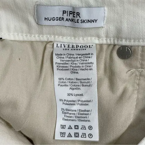 NWT Liverpool Ivory Cream Porcelain Hugger Piper Ankle Skinny Jeans Size 4 / 27 White