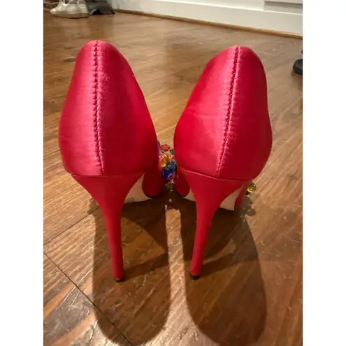 Privileged Vizara Electric Pink Stilettos with Multicolor Jewels, sz 8.5