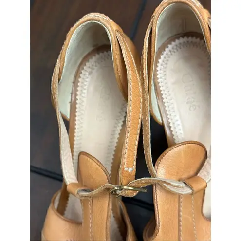 Chloé CHLOE Tan Cork Wedge Sandals