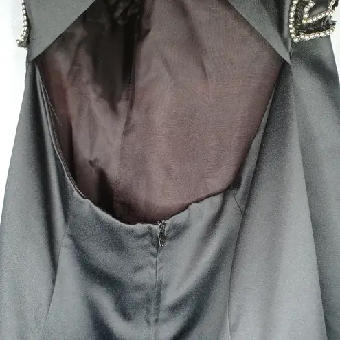 Blonde And Me Evening By Linda Bernell Elegant Black and Gold Beaded Dress Size 10