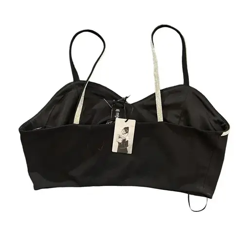NWT Sincerely Jules Black Crop Top Bedazzled Size Large