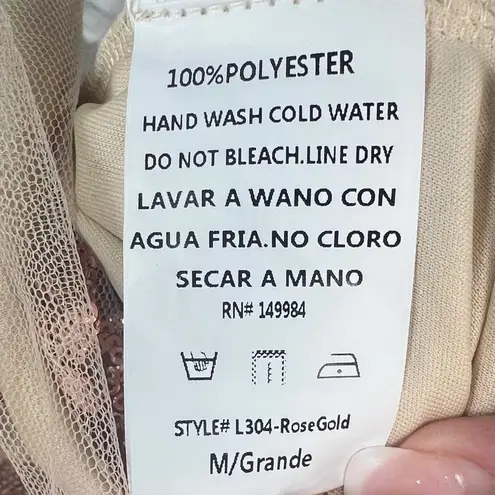 Southern Fried Chicks Southern Fried Chics Rose Gold Sequin Floral Mesh Midi Dress M Adjustable Straps