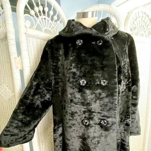 Vintage 80s Black Crushed Velvet Swing Coat Grunge Art Student NYC Drama AS IS Size L