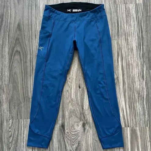 Arcteryx Sunara 7/8 Athletic Leggings Odyssea Blue Size Small Base Layer Hiking
