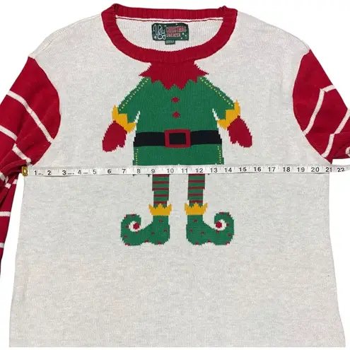 Ugly Christmas Sweater Elf Yourself XXL Red & Green Funny Holiday Knit Striped