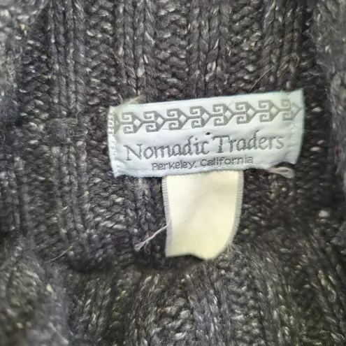Nomadic Traders Womens Charcoal Speckled Knit Turtleneck Sweater Size Medium Vtg Gray