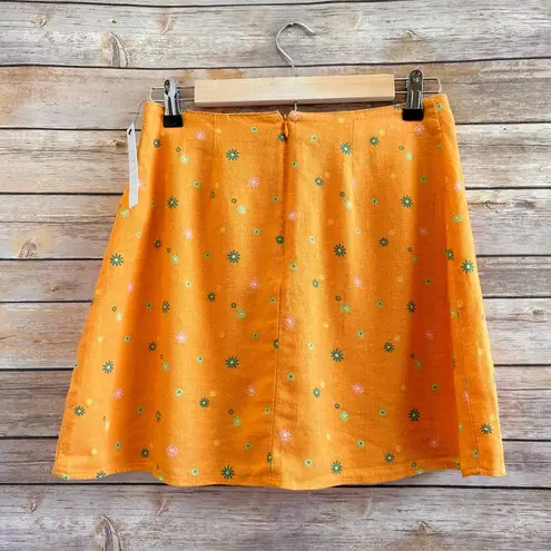 Abound  Orange Floral Linen Blend Mini Skirt Size Small NWT