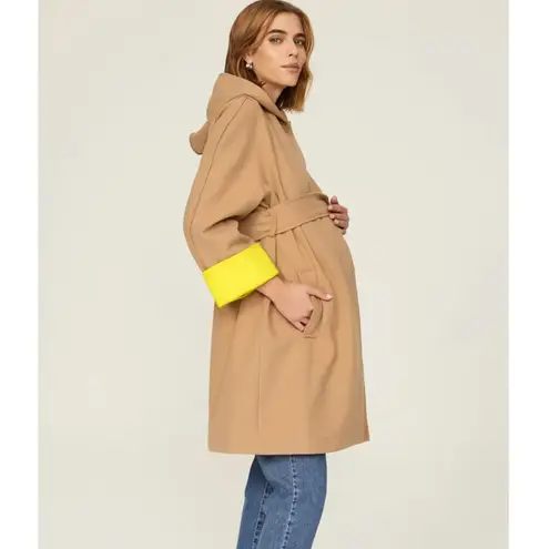 Pietro Brunelli Coat Womens Small Brown Yellow The Divina Maternity Jacket