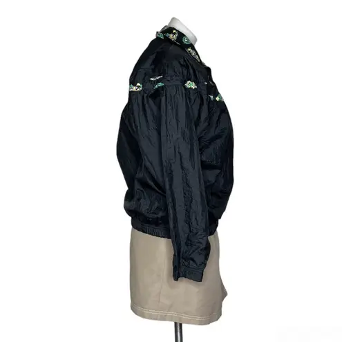 SERGIO TACCHINI Black Nylon Jacket Floral Paisley Size 8 Vintage Korea