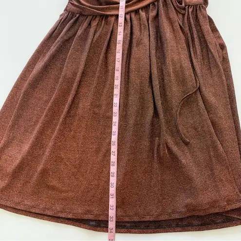 NICHOLAS Jayde Metallic Ruched Pleated Front Hem Slit Bronze Umber Skirt Size 4
