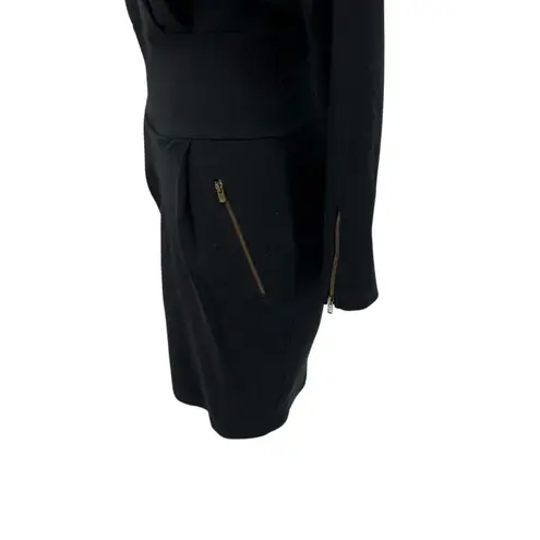 Stella McCartney Dress Plunging V Neck Zipper Pockets Black Size 38 US 2 4