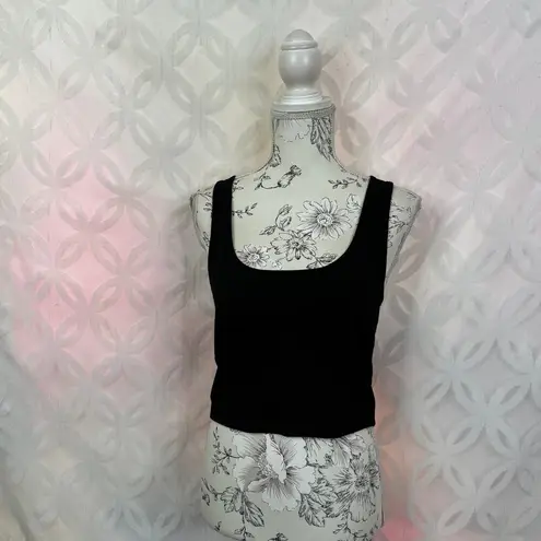 Collusion X Black Cropped Rib Racerback Tank Top Size 8