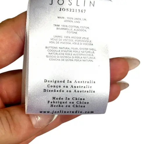 NWT JOSLIN SELENA LINEN MINI SHIRT Dress Size 4 100% Linen White
