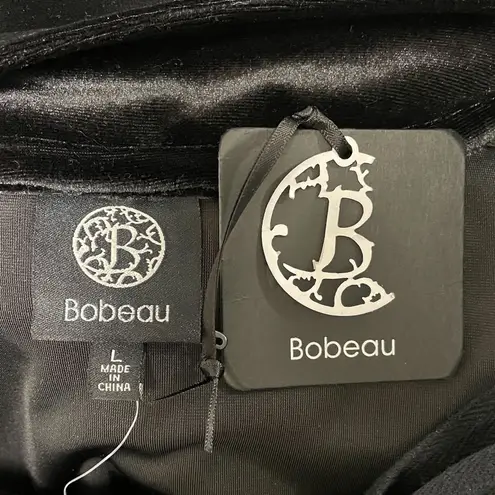 Bobeau Black Velvet Corset Tie V Neck 3/4 Sleeve Top NWT Large Stretch