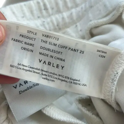 Varley Doublesoft The Slim Cuff Pant 25" In Ivory Marl Fleck Size Medium
