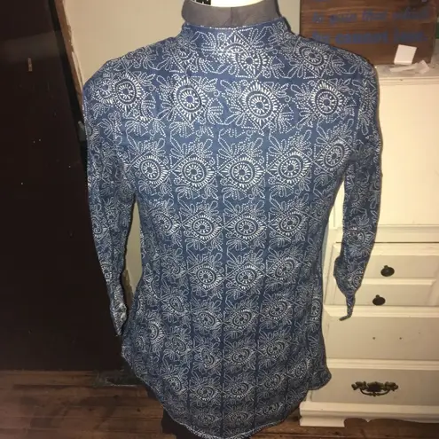 Rock Flower Paper S pin tuck button down tunic Blue