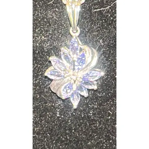 Tanzanite Cluster Flower Star Gemstone Sterling 925 Silver Necklace