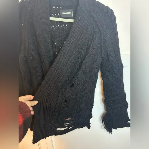 Zadig & Voltaire Mega Distressed Black Dalia Cardigan