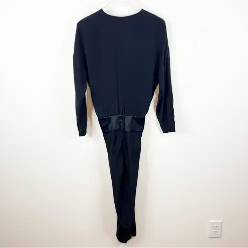 Michelle Mason Mason by Obi Long Sleeve Silk Wrap Dress 0 Black