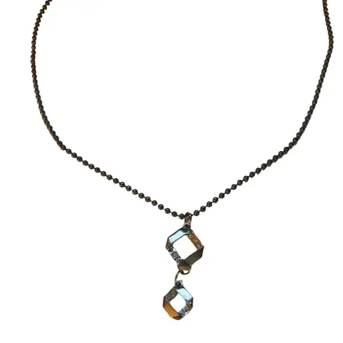 Hand Crafted Ball Chain Silver Rhinestone Pendant