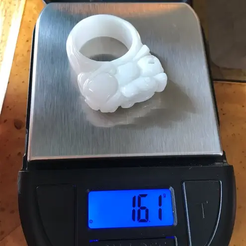 Natural Jade Dragon Ring Discounted Size 8 White