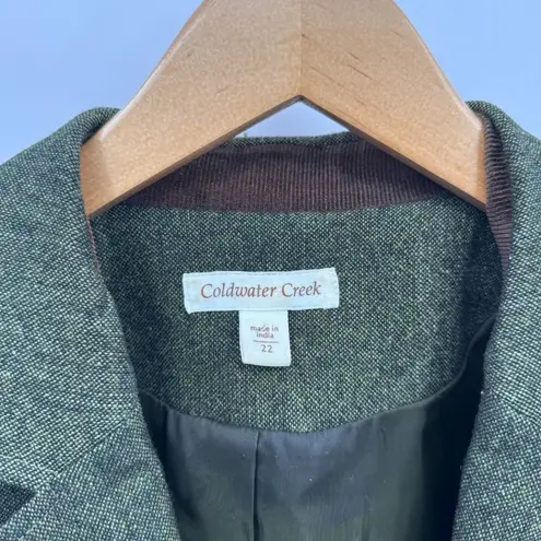 Coldwater Creek Blazer Jacket Womens 12 Green Wool Blend Lined Pockets Masters