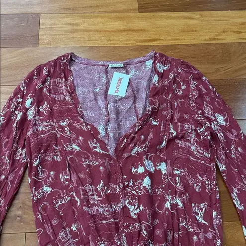 NWT Free People Intimately Everythings rosy bodysuit In Western Print size SP Red