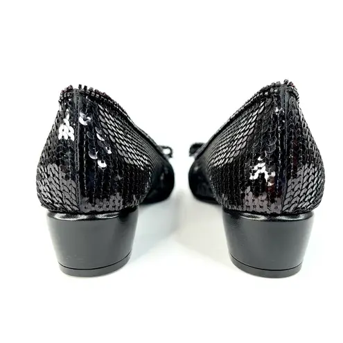 Salvatore Ferragamo Vara Bow Black Sequin Block Heel Ballet Pumps Size 5.5 - Image 5