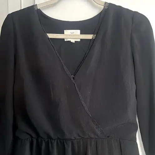 Sézane Black Wrap-Style Long Sleeve Dress Size 34 (XS)