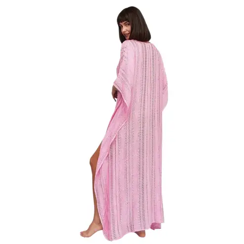 Pitusa NWT Pink Metallic Weave Thobe Kaftan Maxi Cover