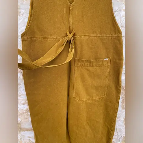 Alex Mill Womens Ollie Jumpsuit Sleeveless Cropped Denim Golden Khaki NWT XL Tan