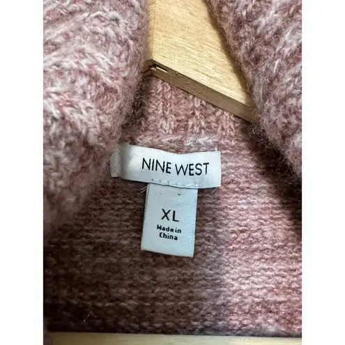 Nine West NWT  Oversized Sweater Balloon Sleeve pink gold metallic stripe cowl