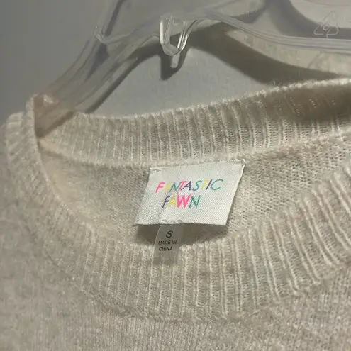 Fantastic Fawn Beige and Gold Sequin Stars Oversized Sweater