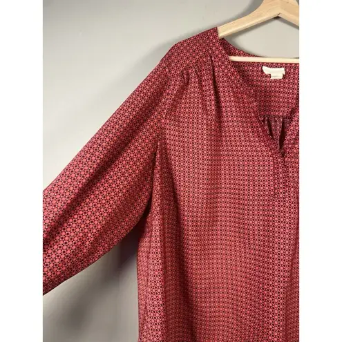 Lucy & Laurel Tunic Top 3X Womans Blouse Red Navy Fisherman Roll Tab Sleeve - Image 5