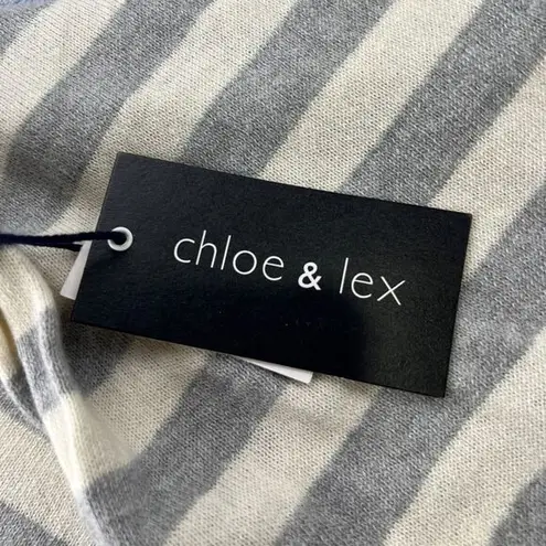 Chloé Chloe Lex Poncho Striped Knit Top 100% Cotton Cozy Layer Grey