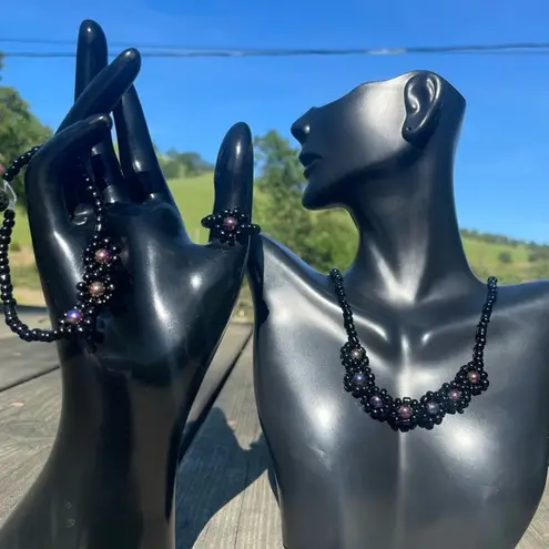 Rainbow hematite choker jewelry set