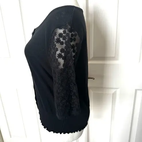 August Silk black lace top/cardigan