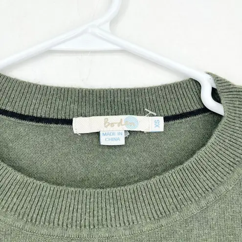 BODEN Sweater Women Size XS Green Side Button Long Sleeve Crewneck Tight Knit