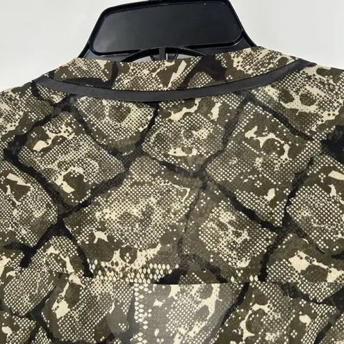 PJK Patterson J Kincaid Brown Snake Print Button Up Shirt Leather Trim Size M Size M - Image 8