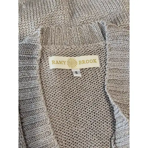 Ramy Brook Womens Cardigan Gold Lurex Waterfall Open Front Knit Sweater Small