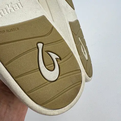 OluKai Kohu Women's Canvas Sneaker Shoes Collapsible Heel Cream Off White Size 8