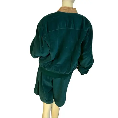 Liz Sport VINTAGE 1990'S HUNTER GREEN COTTON CORDUROY JACKET & SHORTS SET (12)