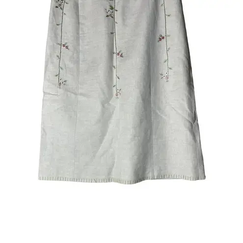 BCBG Max Azria Vintage Linen Blend Embroidered Floral Skirt Size 4